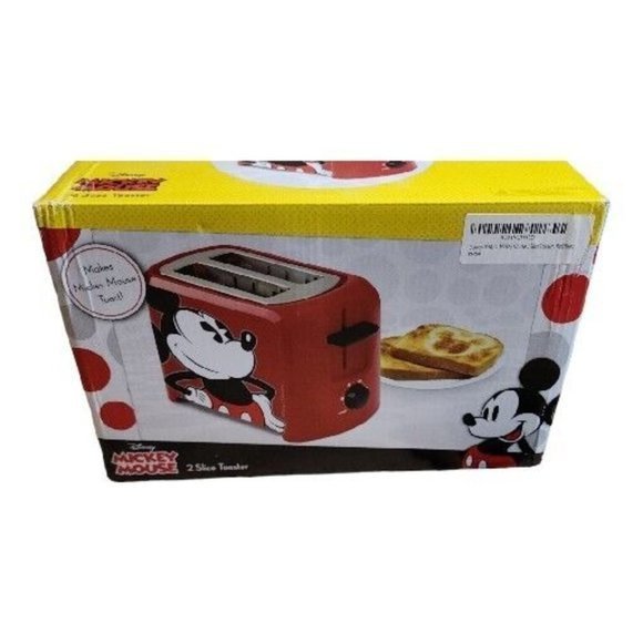 Disney Mickey Mouse 2 Slice Toaster Character Imprint Red NIB - Picture 5 of 5